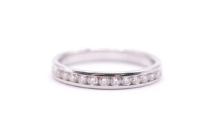 14k White Gold Diamond Wedding Band Ring .36 CT Size 10.5 3.5 Grams