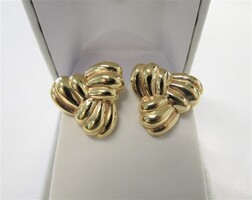 14K Yellow Gold Triangle Geometric Design Earrings 