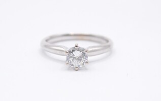 14k White Gold Diamond Solitaire Ring .65 CT Size 6.75 
