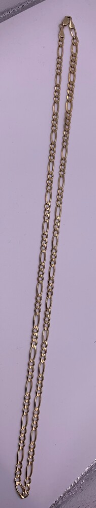 14k Yellow Gold Figaro Chain Necklace 19.7 Grams 28 Inches Long 4.8mm Wide