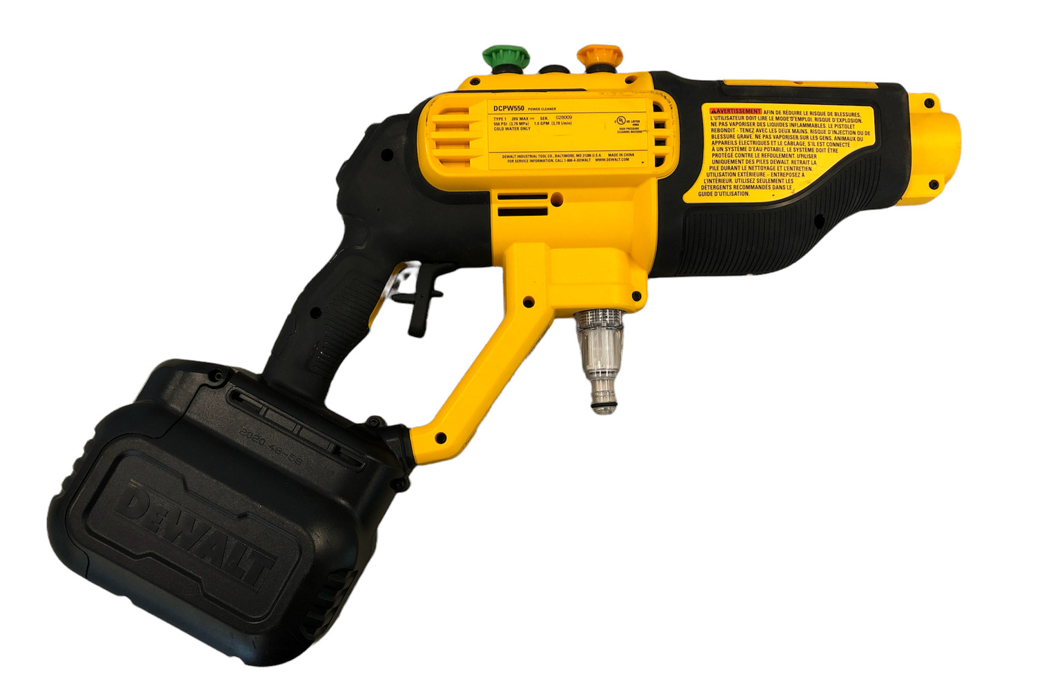 DeWalt DCPW550 20V 550 PSI Cordless Power Cleaner (TOOL ONLY