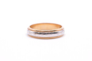 14k Two Tone Gold Wedding Band Ring 4.0 MM Size 4.75 3.8 Grams