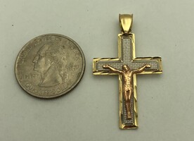 Spectacular 14k Gold Crucifix Cross - Tri color (White, Yellow, Rose) 