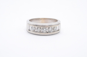 10k White Gold Men's Diamond Wedding Band Ring 1.0 Cttw 8.7 Grams Size 11.75