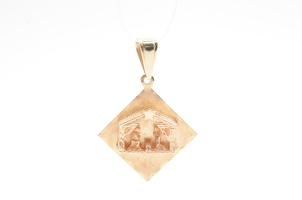 14k Yellow Gold Jesus in Manger Religious Pendant 