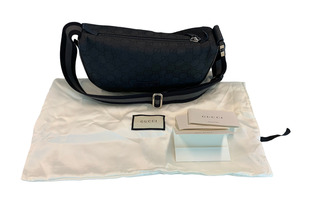 Gucci Black Nylon Guccissima Web Stripe Pack Waist Bag