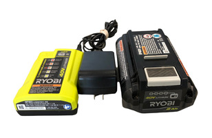 Ryobi OP403 Li-Ion 40 Volt Battery Charger w/40V Li-Ion Compact Battery OP40201
