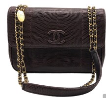 RARE Exotic Chanel Purple Lizard Single Flap Handbag w/ Matching Coin Purse COA