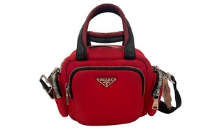 Red Prada Tessuto Cargo Nylon Fabric SatchelHandbag