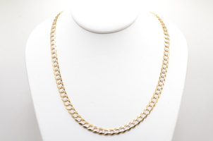 14k Yellow Gold Diamond Cut Curb Link 26