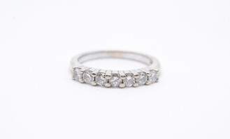  14k White Gold Round Diamond Band Ring .50 CTTW Size 5.75