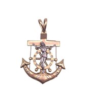  14k Tri-Gold Mariner Crucifix Anchor Cross Pendant 16.1 Grams