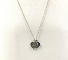  Tiffany & Co 16" Mini Two Heart Pendant Necklace 
