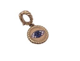 David Yurman Evil Eye Amulet 18K Yellow Gold w/Pavé Blue Sapphires & Diamonds