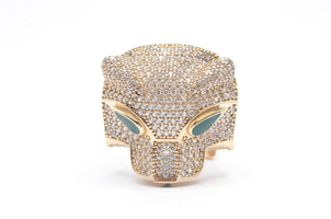 14k Yellow Gold Jaguar Men's Ring with CZ ICE 17.3 Grams Sz 7