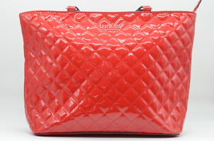 Guess Quilted Zip Top Tote Bag - Red