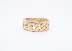 14k Yellow Gold Cuban Link Ring 10.9 Grams Size 9.75