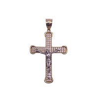14k Yellow Gold CZ Cubic Zirconia Crucifix Pendant 9.4 Grams