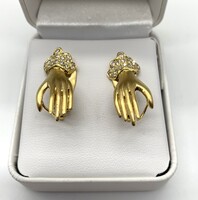  18k Yellow Gold Hand Earrings with Approx. .25 Cttw Diamonds 