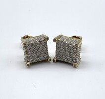 14kt Two Tone Yellow & White Gold Diamond Pave Earrings 