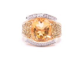 14k Yellow Gold Yellow Stone Cocktail Ring Size 5.0 7.5 Grams