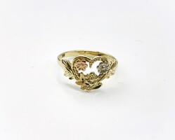 10k Yellow Gold Size 5.5 Flower Heart Ring 1.8 Grams