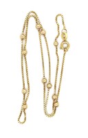 14k Yellow Gold 17" Beaded Ball Box Chain Necklace 3.2 Grams