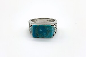 EFFY Men's Rectangle Turquoise Ring in Sterling Silver Size 9.5