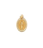 14k Yellow Gold Mother Mary Oval Medal Charm Pendant .8 Grams