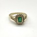 Ladies 14k Yellow Gold Size 6.0 Emerald & Diamond Halo Ring 3.3 Grams