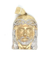 10k Yellow & White Gold Jesus Head Pendant 12.8 Grams