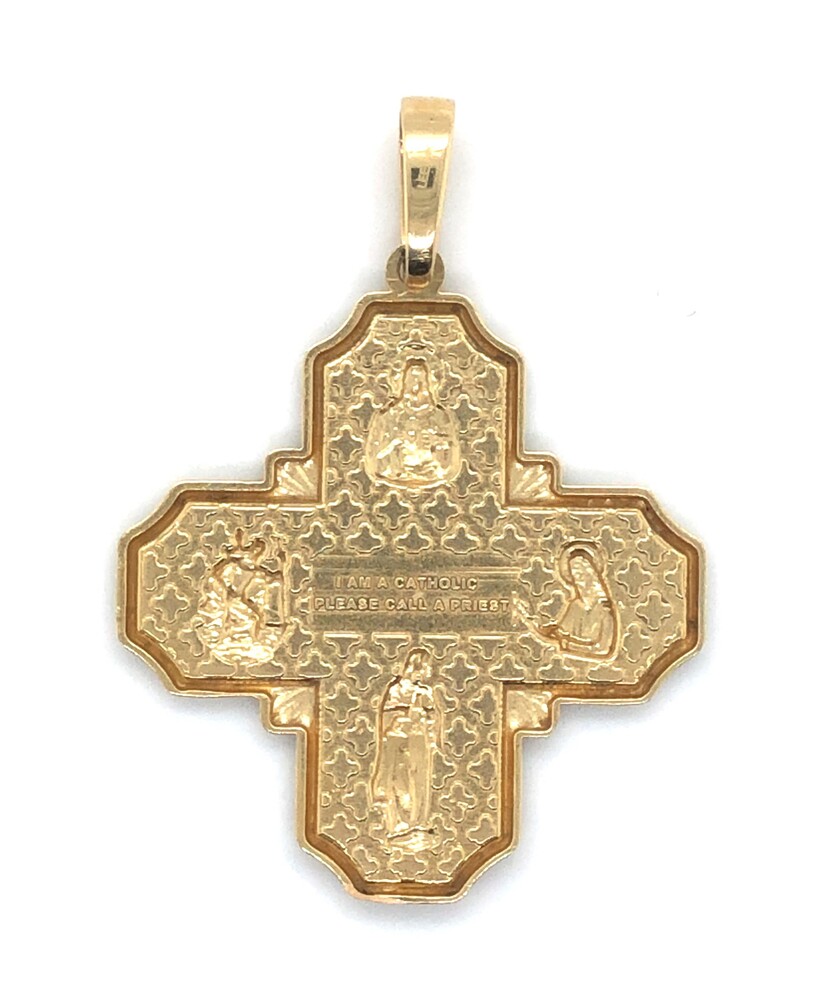 14k Yellow White Gold Catholic Four Way Cross 4.0 Grams Fastcash Pawn Checkcashers