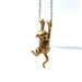 Jack Slack 14k Gold Dangling Kitten Pendant with Emerald Eyes 6.0 Grams
