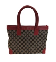 Gucci GG Canvas Tote Bag with Red Trim