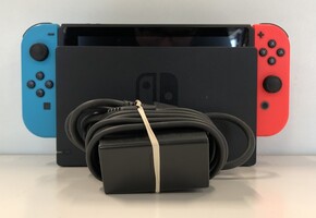 Nintendo Switch with Red & Blue Joy Cons, Dock & Wires