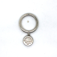 Tiffany & Co. Tag Charm Sterling Silver Return To Tiffany Dangle Round Ring Sz 6