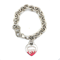 Tiffany & Co. 7.5" Return to Color Splash Heart Tag Silver Bracelet