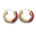 14k Yellow Gold Orange Jade Hoop Earrings 3.8 Grams