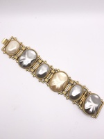 Vintage YSL Yves Saint Laurent Gray & Cream Baroque Style Pearl 7.75" Bracelet
