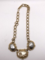 Vintage YSL Yves Saint Laurent Gray & Cream Baroque Style Pearl 18" Necklace