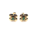 14k Yellow Gold Flower Emerald Studs 0.4 Grams 