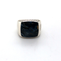 David Yurman 925 Pietersite Exotic Stone Signet Ring Size 8.5 
