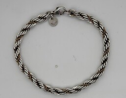  Tiffany & Co Sterling Silver & 18k Gold 7.25" Twisted Rope Bracelet 14.0 Grams