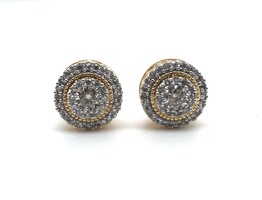 10k Yellow Gold Round Diamond Cluster Studs .50 cttw