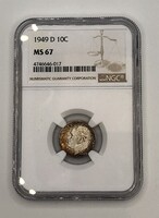 1949-D 10C Roosevelt Dime NGC MS67