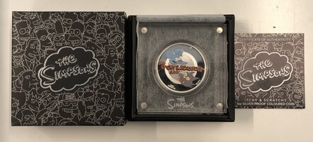 2021 The Perth Mint Tuvalu The Simpsons 1oz Silver Proof Itchy & Scratchy