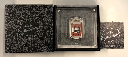 2019 Perth Mint The Simpsons DUFF BEER COIN - 1 oz .9999 Colorized Silver Coin